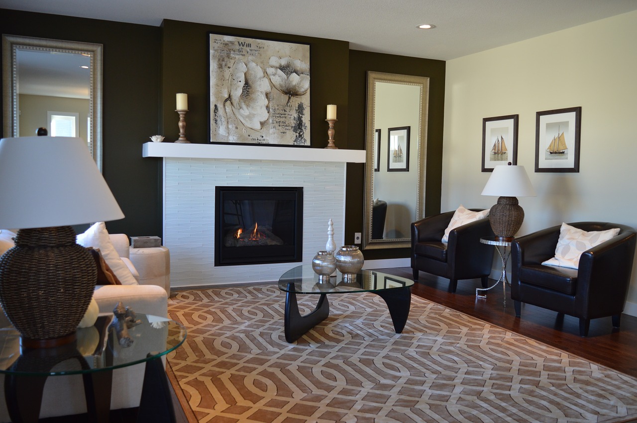 Living Room Fireplace Chairs Furniture Decor